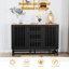 Commode de chambre moderne en noir avec 3 grands tiroirs et 4 tablettes en métal