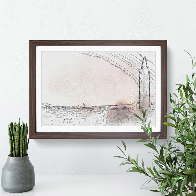 Sunset over Taipei City in Taiwan in Abstract - Picture Frame Graphic Art Print, Walnut Framed, 36cm H x 48cm W x 2cm D
