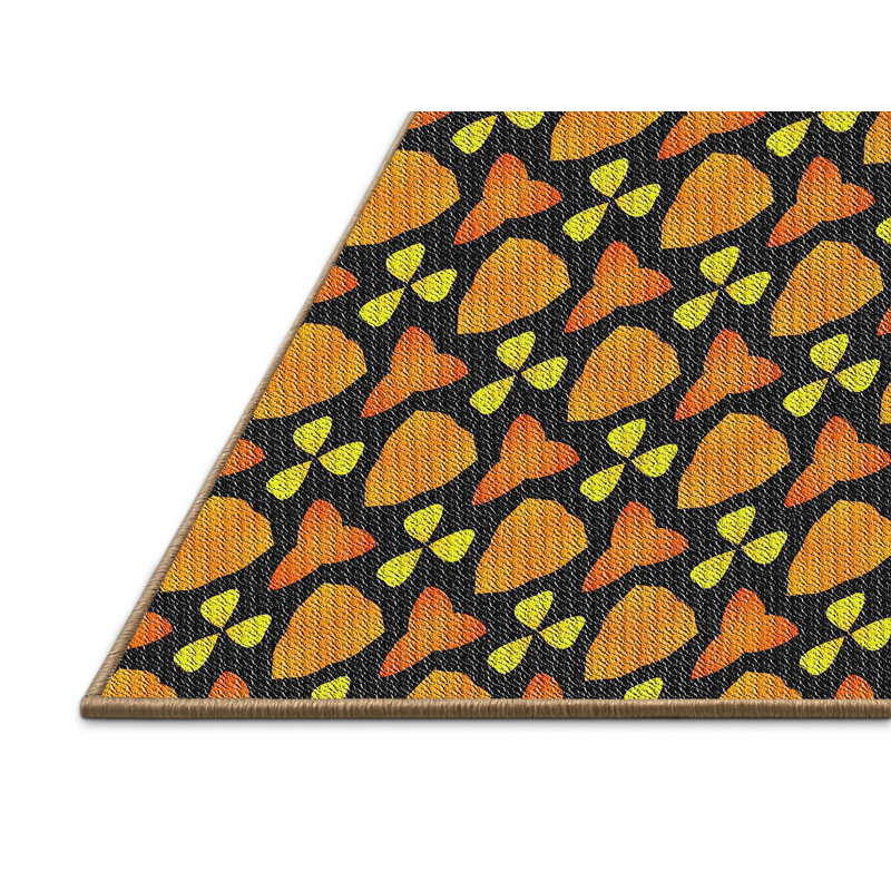 Tapis orange / jaune Power Loom, Rectangle 5 pi x 7 pi