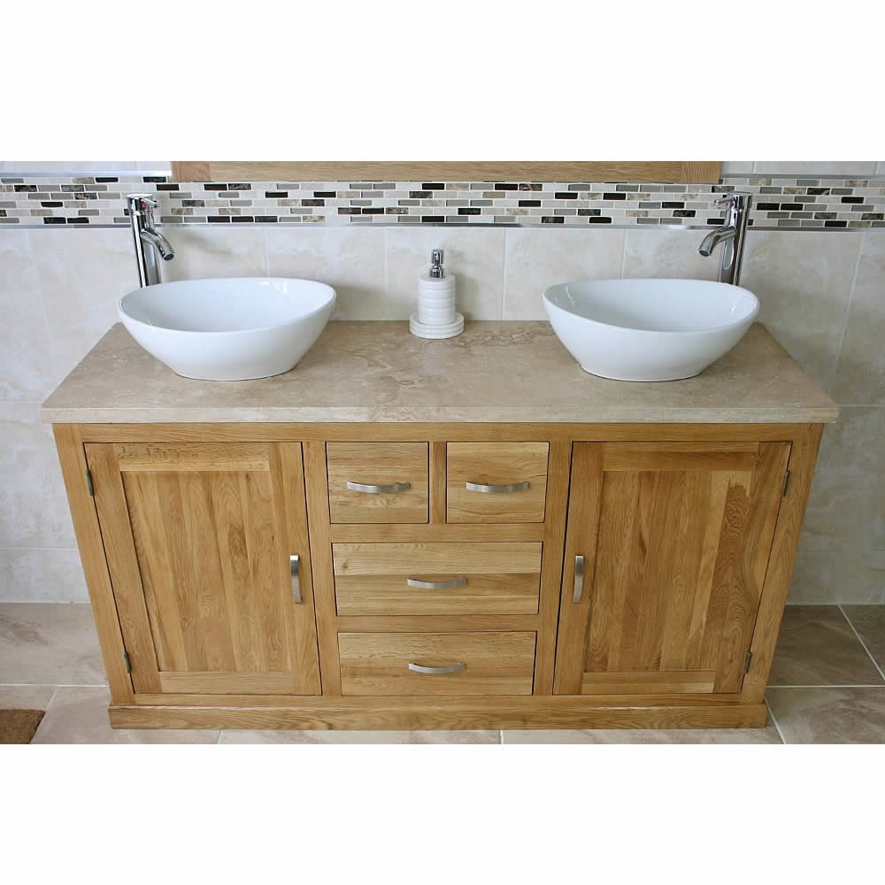 Degroot Solid Oak 1430mm Free-Standing Vanity Unit