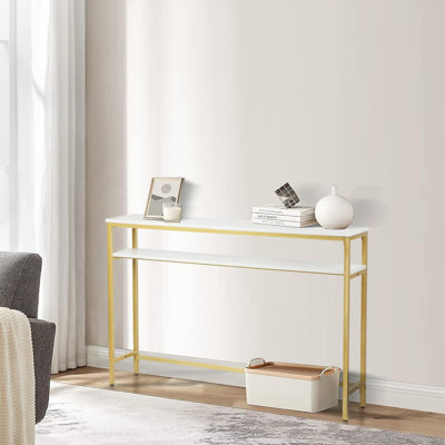 Console étroite, canapé de 47 pouces avec tablette ajustable, table longue à 2 niveaux
