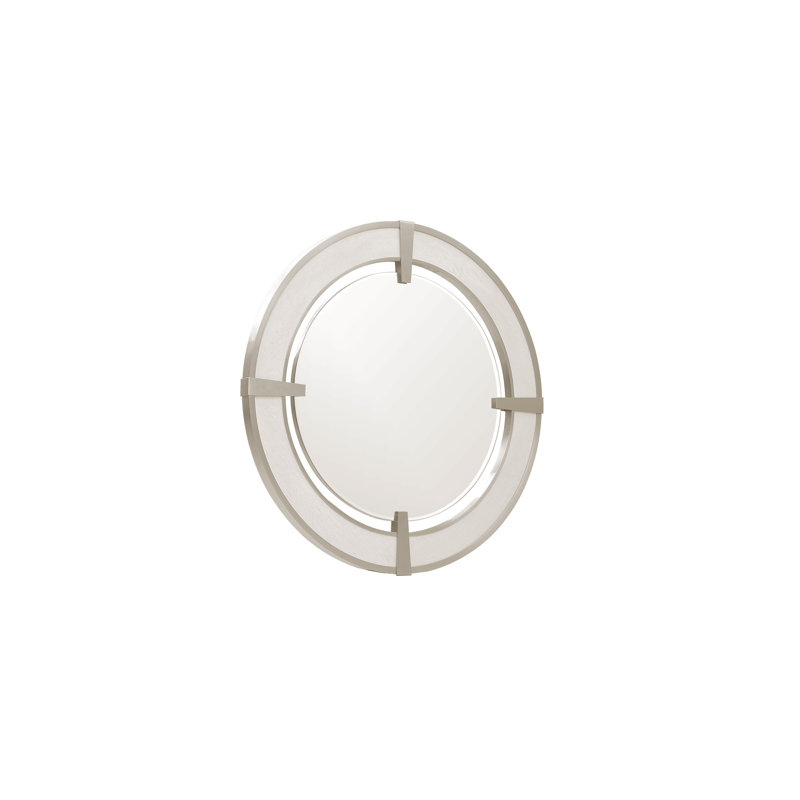 Brighton White Round Wood Transitional Mirror