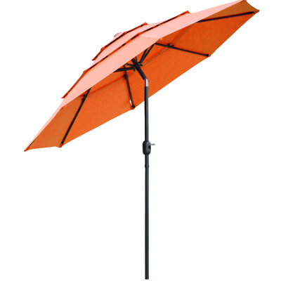 Parasol d'extérieur 9 pi 3 pi - Orange Abat-jour de patio moderne. Manivelle et bouton de commande. Abat-jour, pelouse. Dessus ventilé. Stable. 13,2 lb 7,68 po Hauteur du produit 3. Abat-jour orange pour la cour arrière