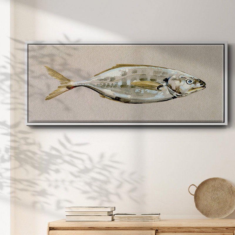 «Fresh Fish Study I», toile encadrée de qualité supérieure - prête à être accrochée, H 12 po x l 30 po x P 1,5 po