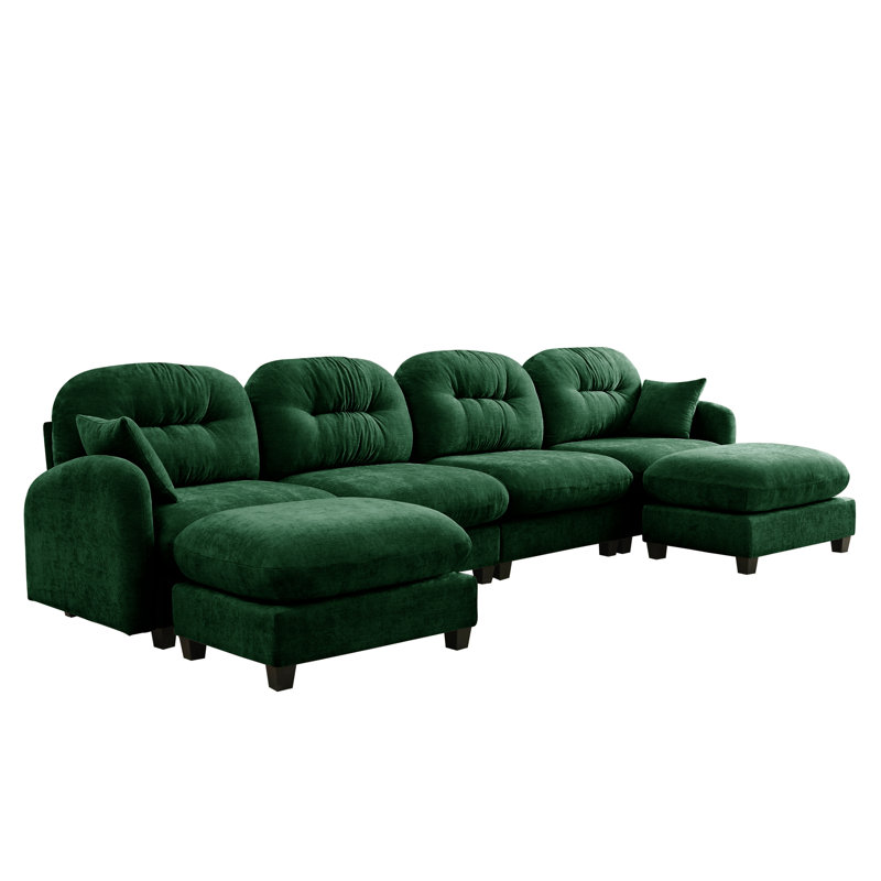 4 Modular Couch With Chenille, Cushion, High Foam, Ergonomic Seat, And An For Home Use Sectional In , High Spring Pack, Curve, Different Rooms