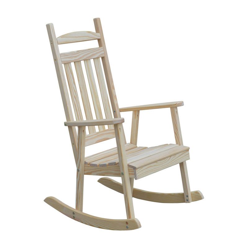 Chaise berçante en bois massif Beda Classic, Brut