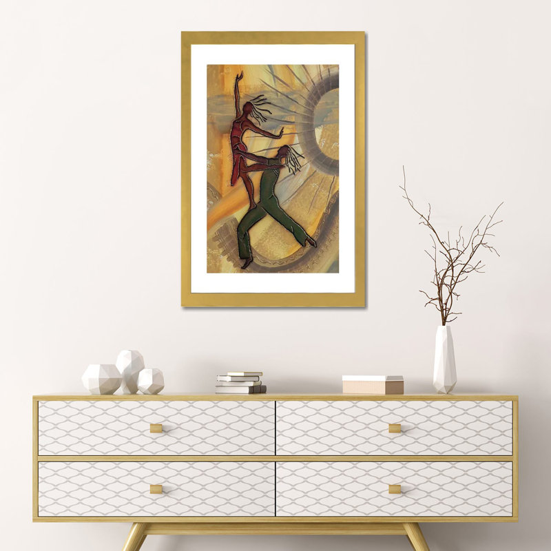 Danseurs par Fred Odle-impression, Pas de tapis, H 26 po x l 18 po x 1,5 po, Toile blanche encadrée