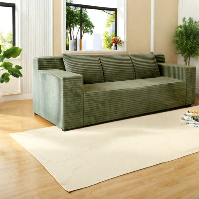 Canapés confortables en velours côtelé à assise profonde, vert antique, parfaits pour la maison et l'appartement