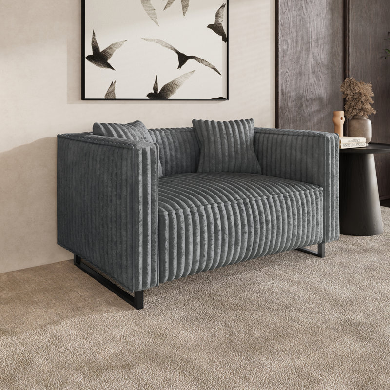 LOVESEAT EN VELOURS GRIS, Gris