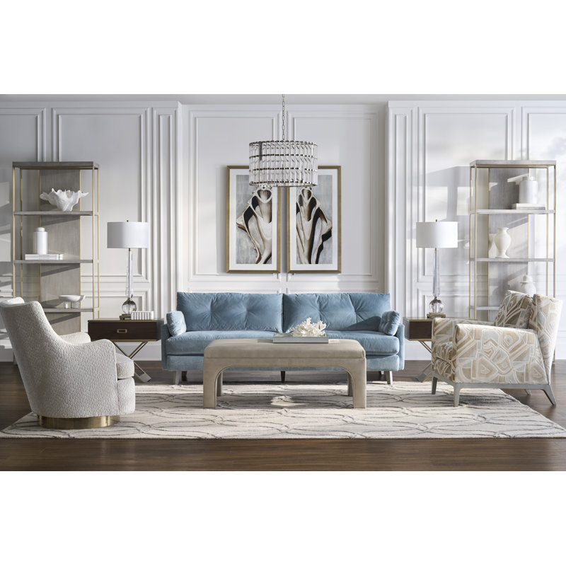 Libby Langdon Swivel Barrel Chair, Indigo (8789 90), Bright Brass