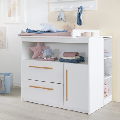 Lilo Unit with Removable Top Handles Made of Wood - White Changing Table
