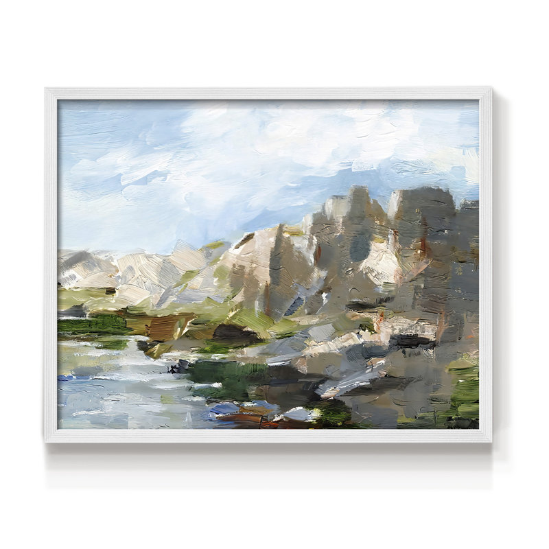 Western Cliffs II -Framed Print - Restickable, 22" H x 28" W, White