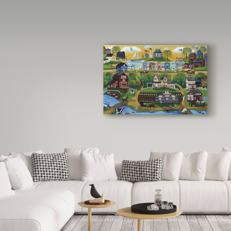 «Picasso Folk Art Farm» par Cheryl Bartley, reproduction sur toile, H 16 po x l 24 po x P 2 po