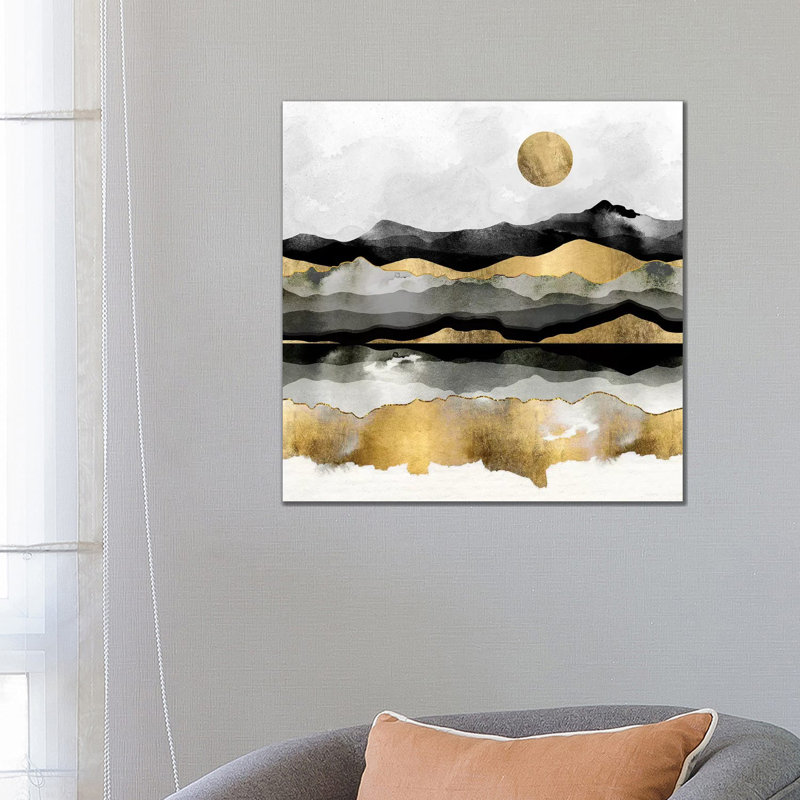 Golden Spring Moon - impression d'art graphique, Toile tendue, Aucun mat, H 26 po x l 26 po x P 1,5 po