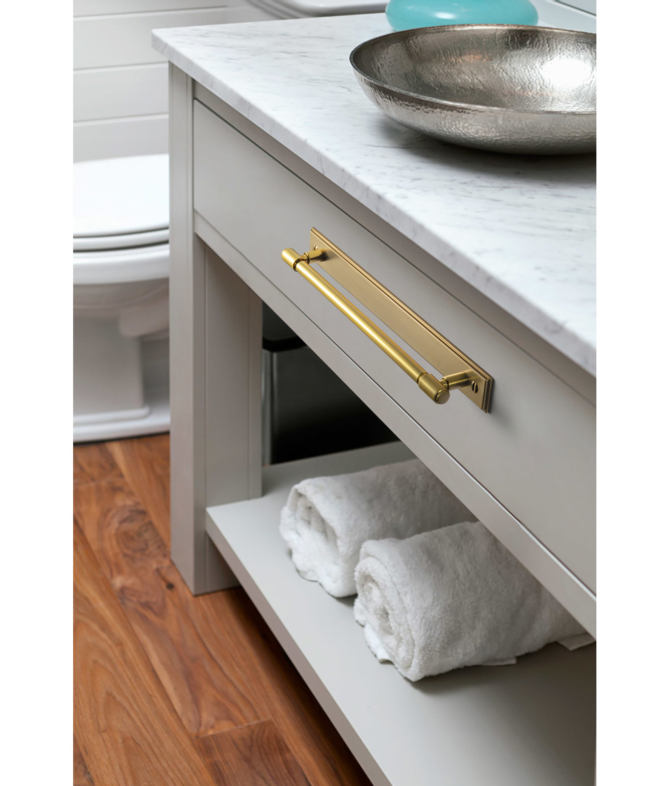 Bar Cabinet Pull with Backplate, 5", Champagne Bronze
