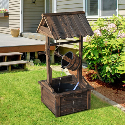 Fontaine d'extérieur en bois à souhait avec débit d'eau réglable