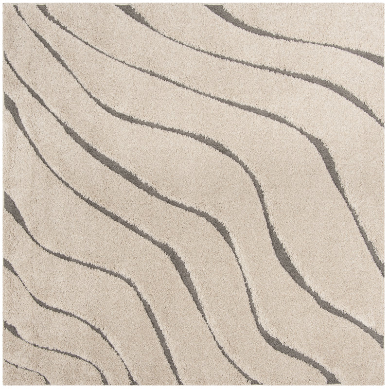 Ashal Animal Print Cream/Gray Area Rug, Square 6'7"
