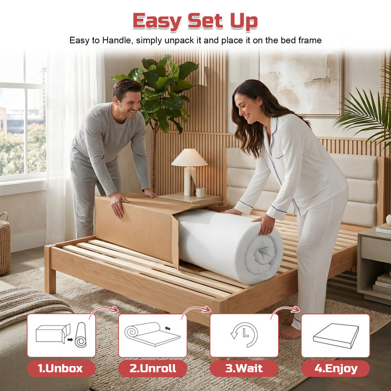 Matelas en mousse viscoélastique gélifiée collant au charbon de bois de 8 pouces Certifié CertiPUR-US Matelas ferme-ferme Matelas respirant