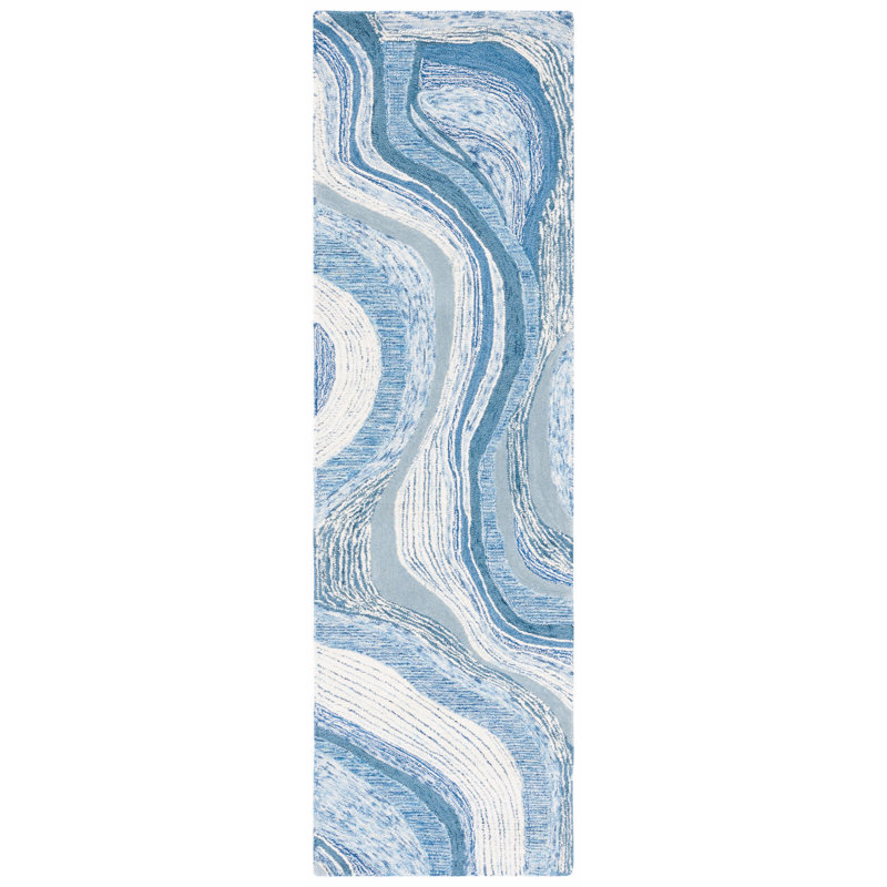 Albrian Hand Tufted Wool And Cotton With Latex Abstract Rug, Runner 2'3" x 8'