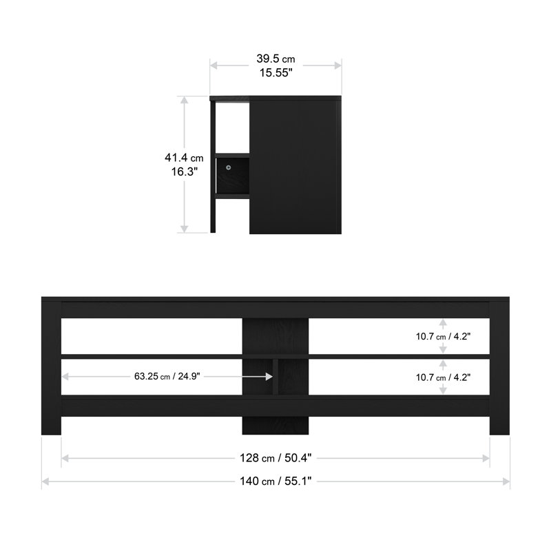 Antonioni Unfinished TV Stand for TVs up to 65", Black Oak