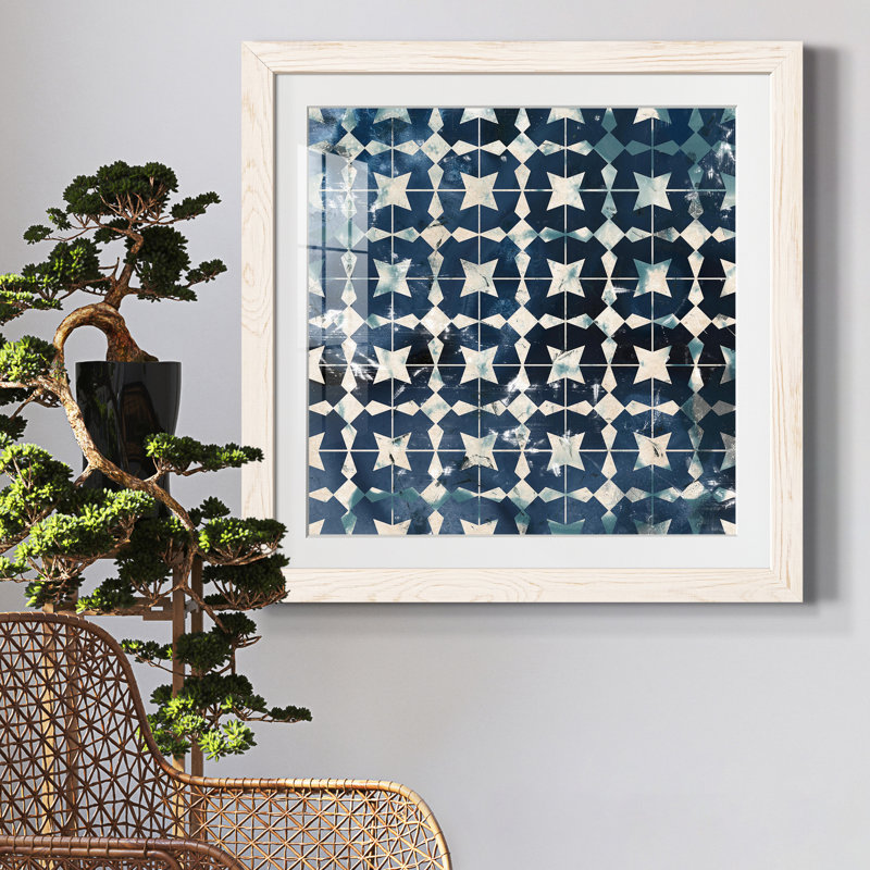«Tile-Dye I», reproduction encadrée de qualité supérieure - prête à être accrochée, Papier avec cadre blanc, Blanc