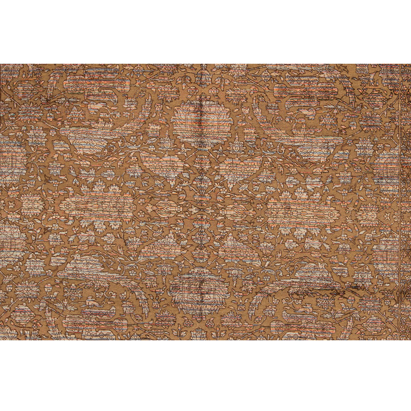Wool Oriental Area Rug in Camel/Gray