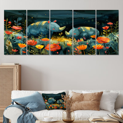 Teeya - Rhinoceros Animal Wall Art Living Room Set