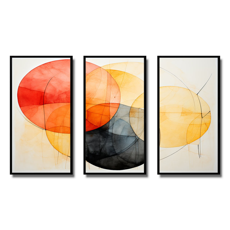 Motif géométrique de couleurs douces III - art mural géométrique, H 28 po x l 36 po x P 1 po, Cadre flottant noir