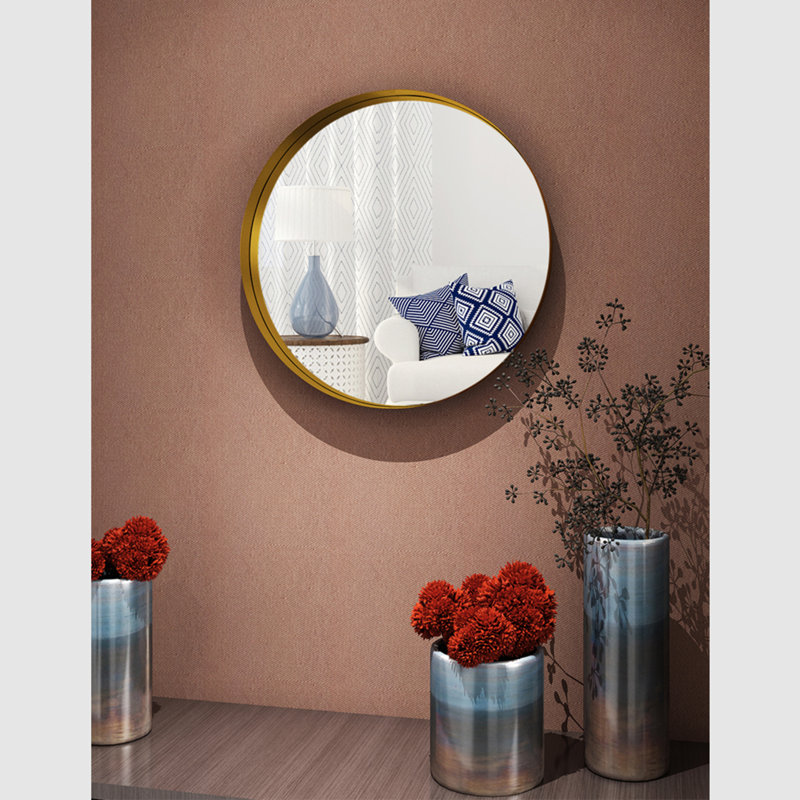 Miroir de salle de bain rond, 31,5 po x 31,5 po, Or