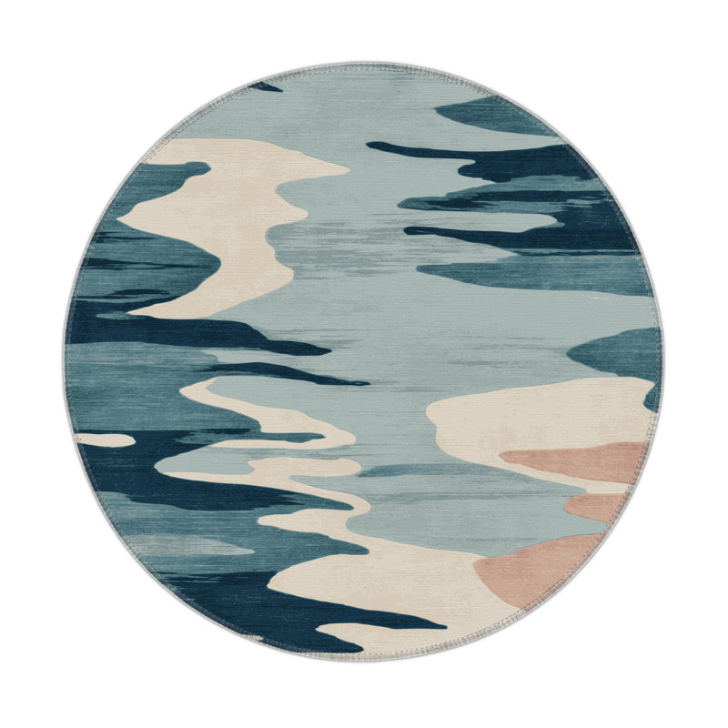 Tapis intérieur et extérieur gris Watercolor, Rond 5 pi
