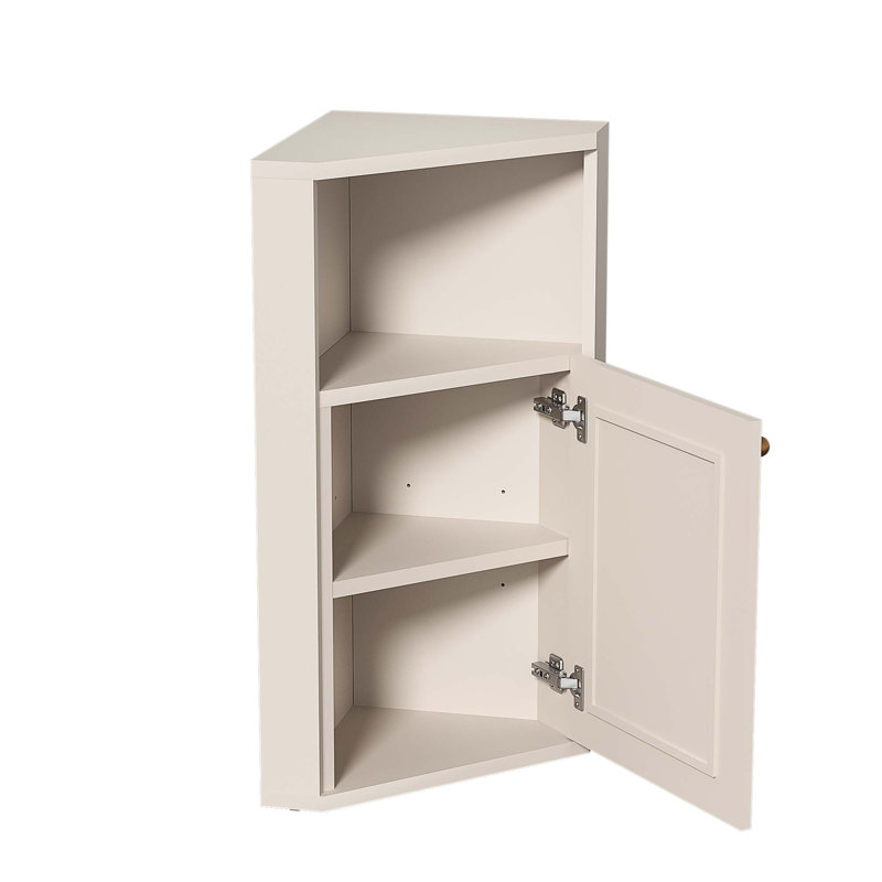 Armoire de rangement en coin Farmhouse avec porte de grange en rotin et tablette réglable