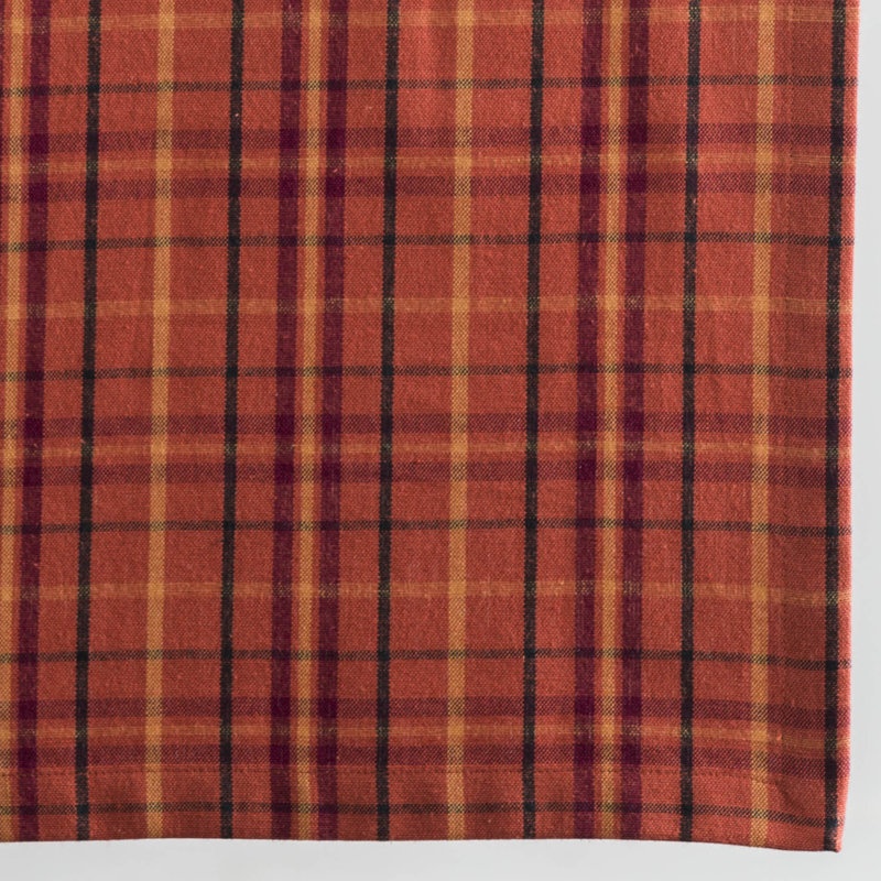 Checkered 100% Cotton Table Runner, Burnt Ochre