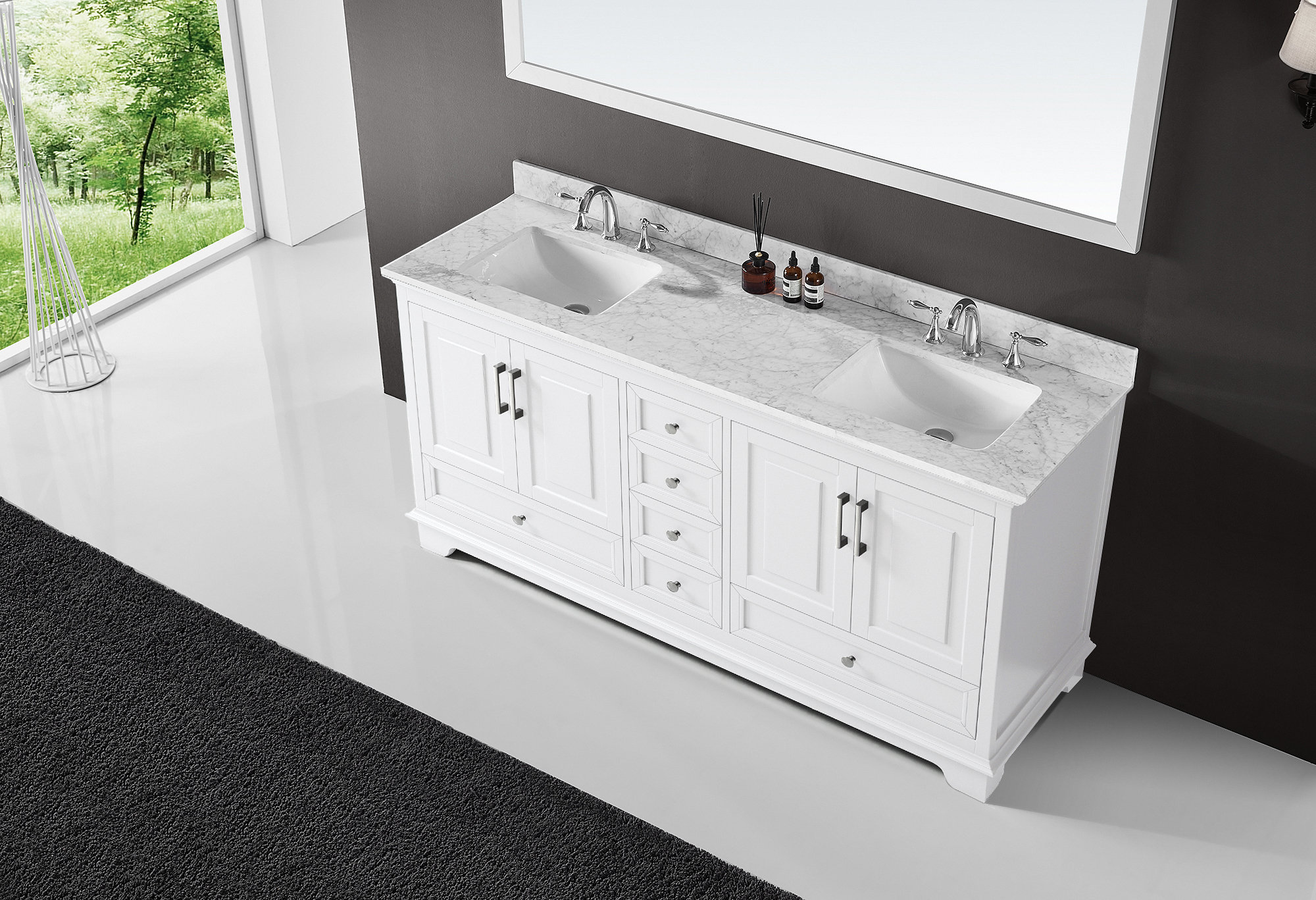 Exclusive Heritage 72" Double Bathroom Vanity Base in White | Wayfair