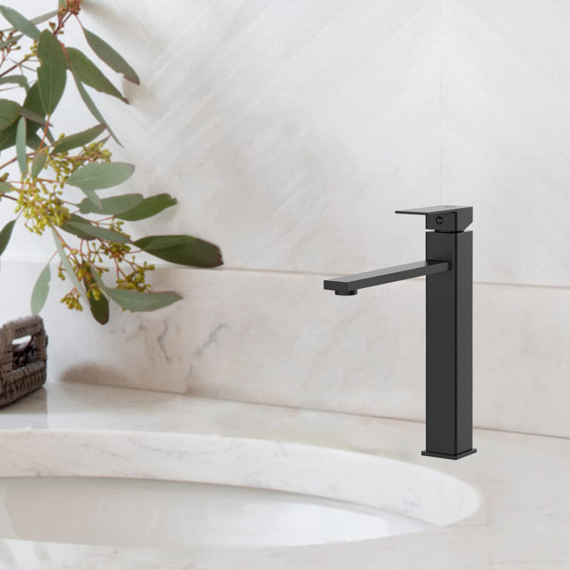 Single Handle Stainless Steel Vessel Sink Faucet With Pop-Up Drain (RV Style), Matte Black