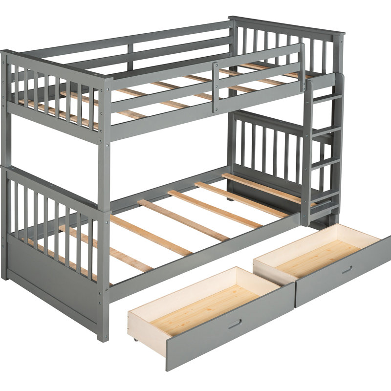 Lit superposé gris avec rangement Twintwin - Solution de chambre à coucher peu encombrante de qualité fiable
