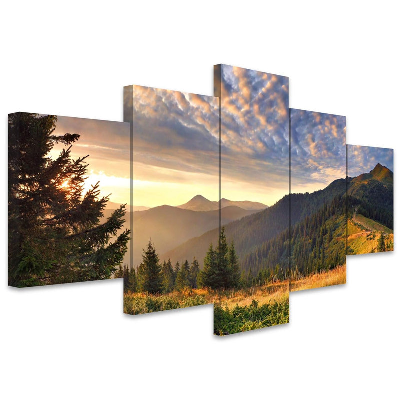 IDEA4WALL Nature Landscape Mountain Sunset Over Golden Valleys ...