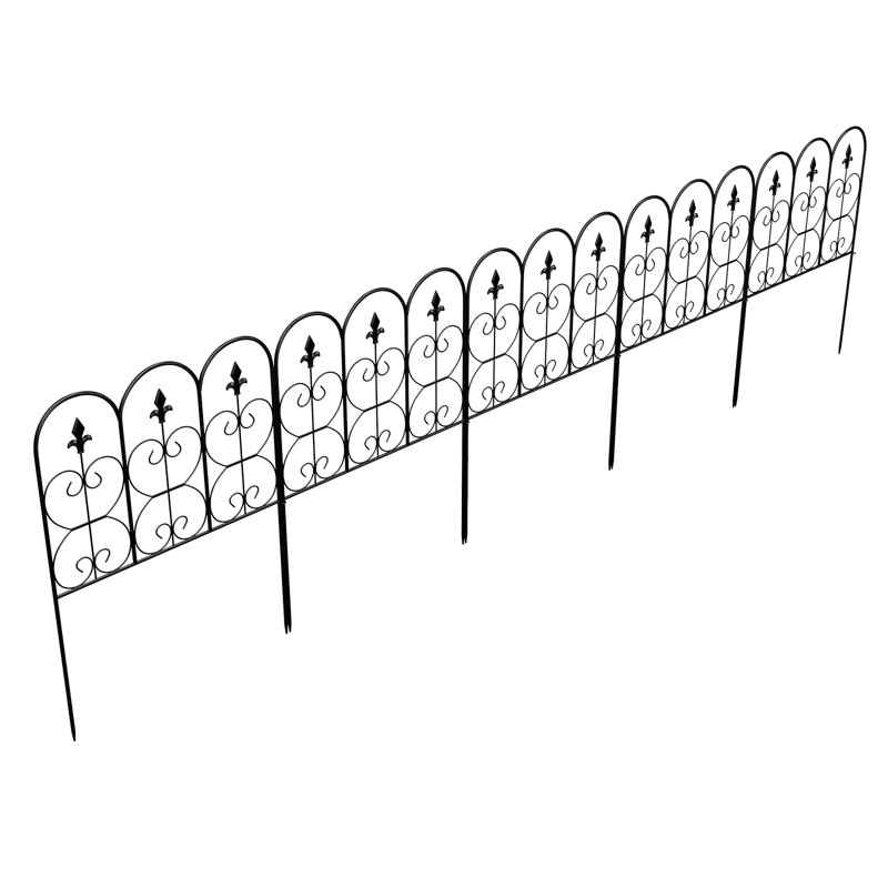 Clôture en métal avec 5 panneaux H 31,7 po x l 24 po Kinbor, Noir