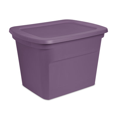 Sterilite Lidded Stackable 18 Gallon Storage Tote Container, Purple