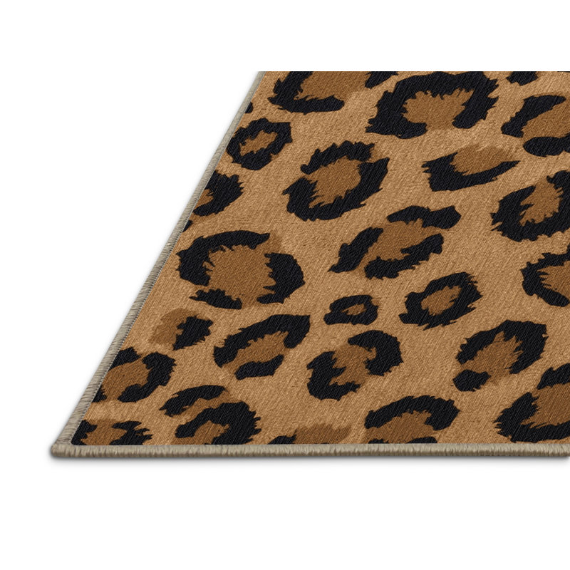 Washable African Leopard Big Cats Area Rug, Round 8'