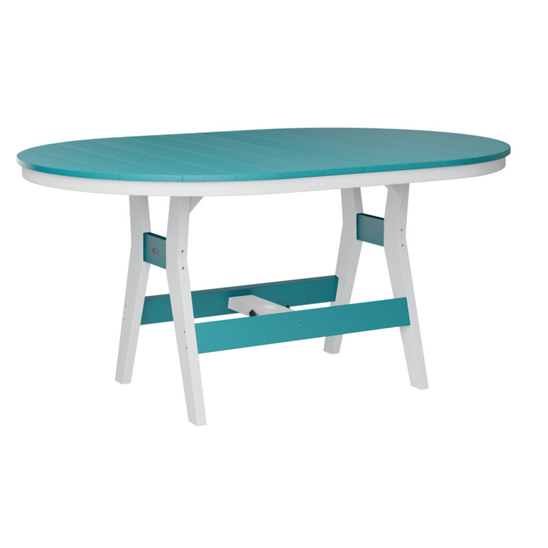Berlin Gardens Harbor Regular With White Base 64″ Oblong Table, 38.87" H x 64" W x 44" D, Aruba Blue