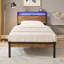 Base de lit plateforme simple en métal avec tête de lit et pied de lit en bois avec doublure USB, lumières DEL, pas de sommier, grand rangement sous le lit, assemblage facile