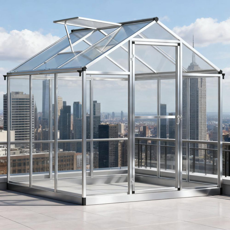 Serre en polycarbonate de 6 pi x 6 pi avec structure en aluminium durable et évent de toit réglable