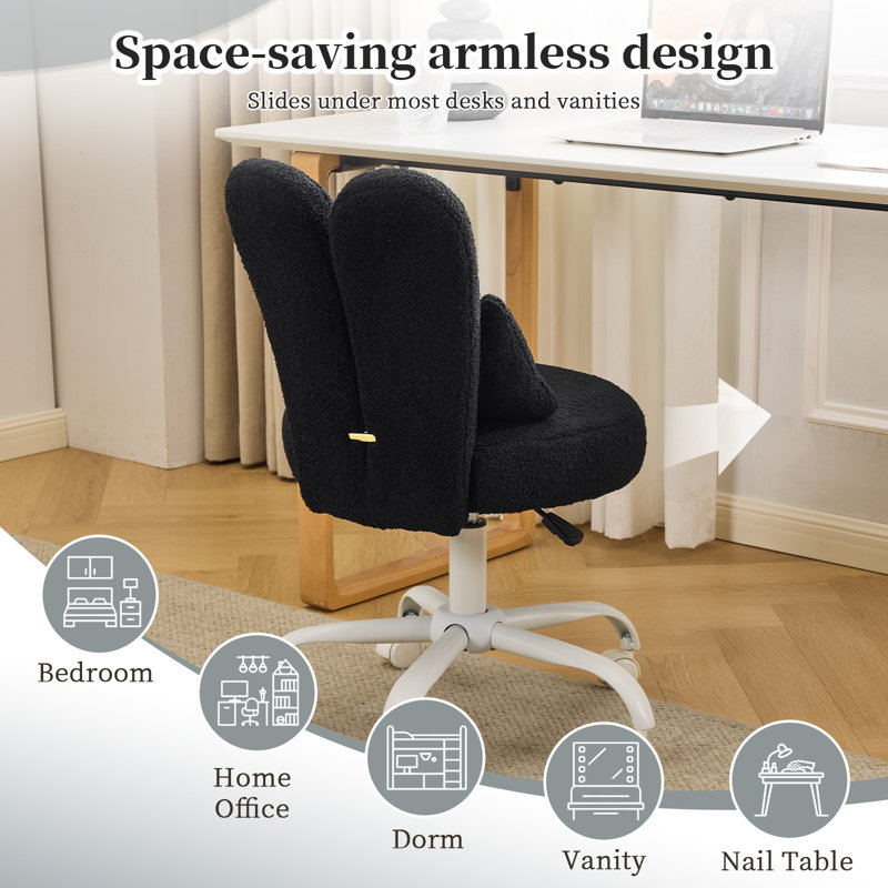 Fauteuil de bureau réglable en tissu, Black