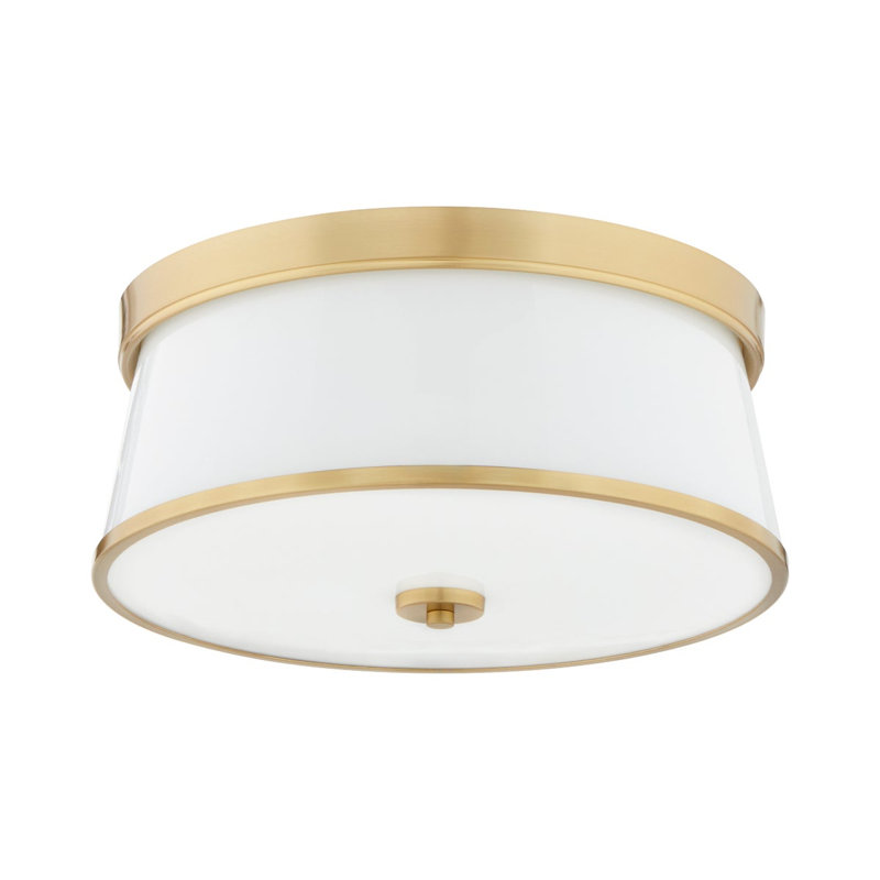 Qualesha Glass Flush Mount, 6.5" H x 16" W x 16" D, Antique Brass