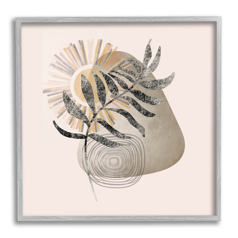«Modern Boho Plant Leaf Sun», art giclée par Lil 'Rue, H 12 po x l 12 po x P 1,5 po, Encadré gris