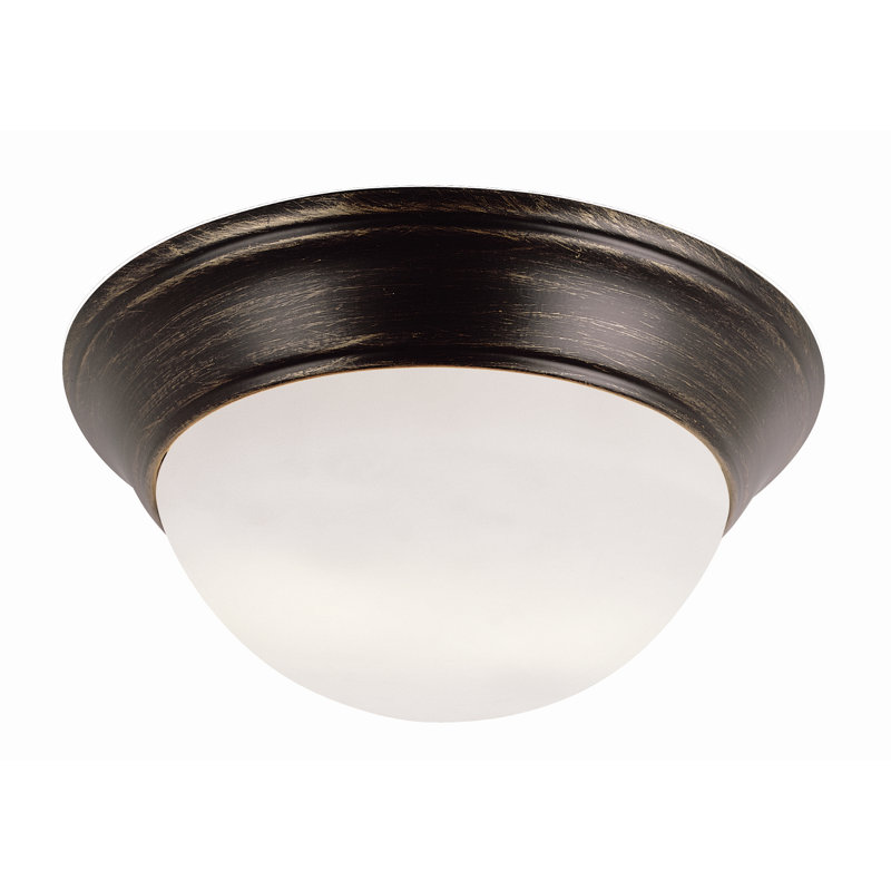 Plafonnier encastré 2 lumières Leavittsburg, Bronze huilé, H 6 po x l 11 po
