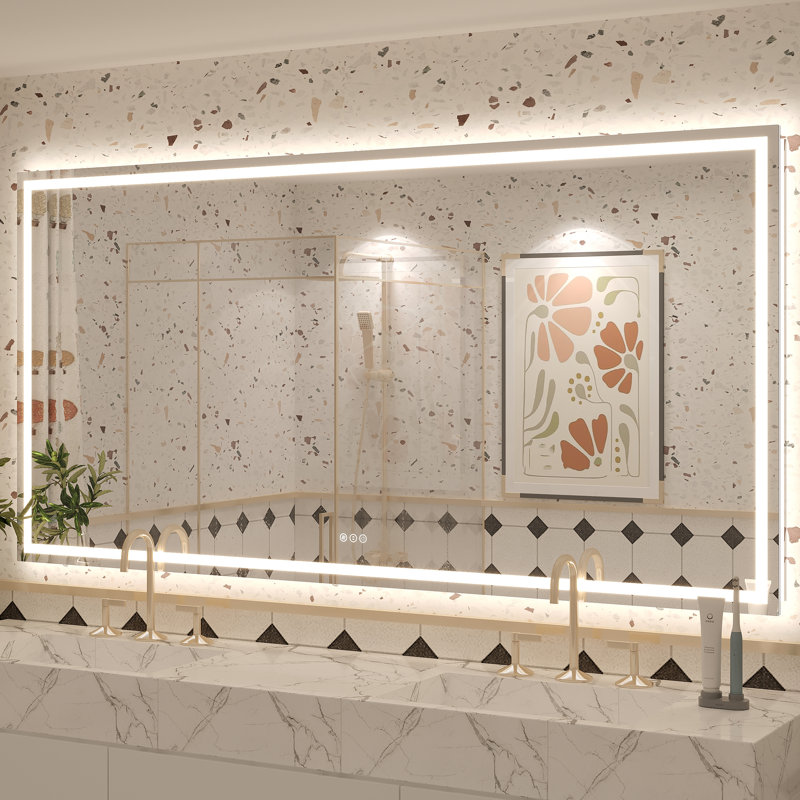 Miroir de salle de bain Molly Framelss, 72 po x 36 po, Transparent