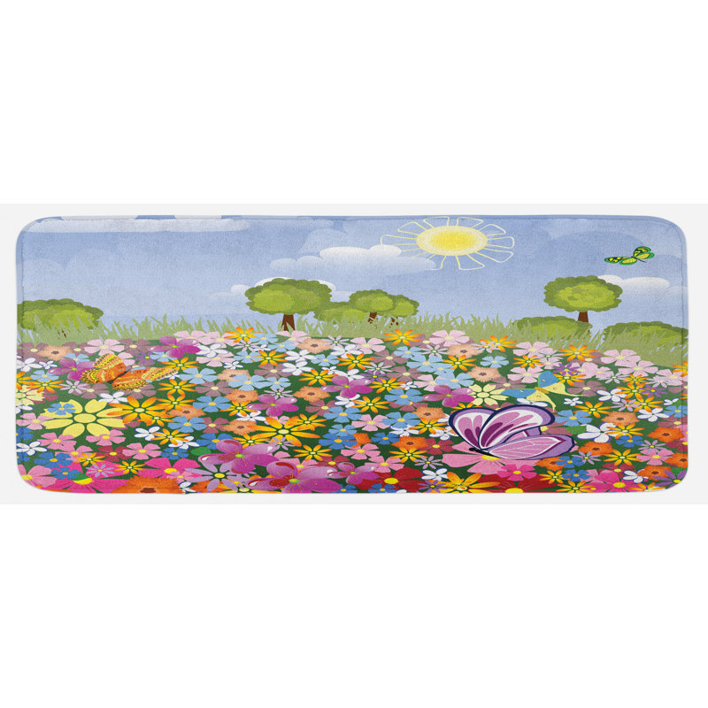 Tapis de cuisine multicolore à floraison printanière