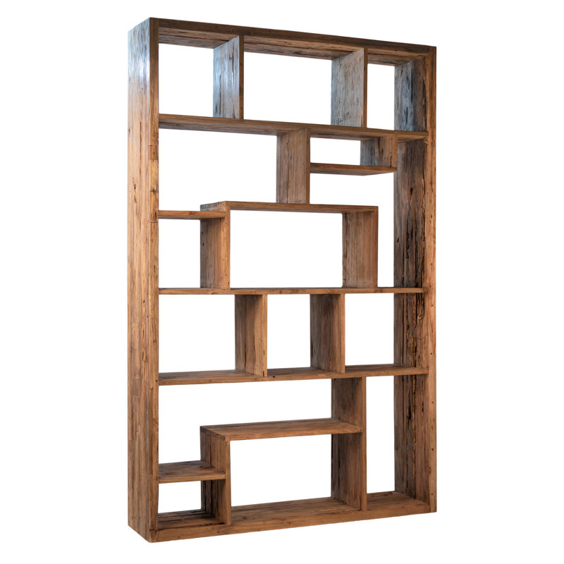 87" H x 55.5" W Mariz Reclaimed Teak Wood Storage Bookcase, Natural