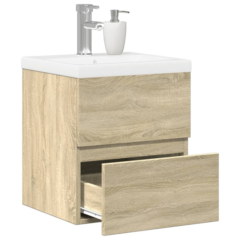 Rowanne Single Bathroom Vanity with Ceramic Basin, Sonoma Oak